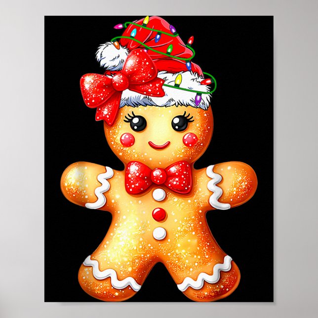 Merry Christmas Shirt Gingerbread Santa Pajamas Gi Poster (Front)
