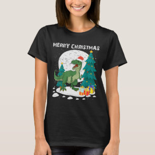 Merry Christmas Shirts For Women Xmas Santa T Rex 