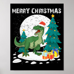 Merry Christmas Shirts For Women Xmas Santa T Rex Poster