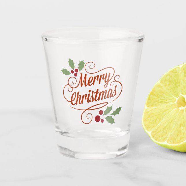 "merry christmas" shot glass (Front)