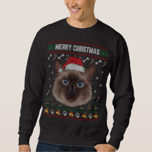 Merry Christmas Siamese Cat Lovers Ugly Xmas Sweat Sweatshirt