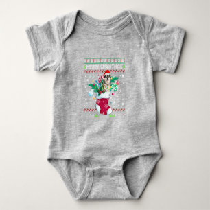 Merry Christmas Siberian Husky Dog In Sock Funny Baby Bodysuit