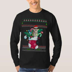 Merry Christmas Siberian Husky Dog In Sock Funny X T-Shirt