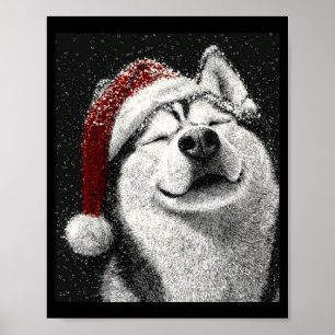 Merry Christmas Siberian Husky Long Sleeve Poster