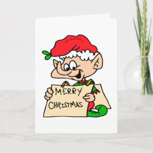 Merry Christmas Sign Cute Holiday Elf Holidays Card