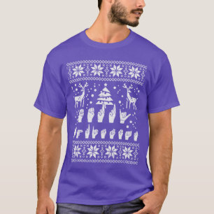 Merry Christmas Sign Language ASL Deaf Ugly vintag T-Shirt