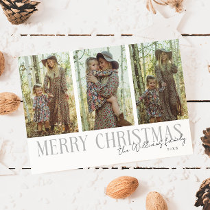 Merry Christmas Signature Multi Photo White Holiday Card