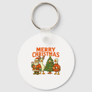 Merry Christmas Silly Goose Festive Duck Holiday R Key Ring