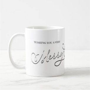 Merry Christmas Silver Calligraphy Script Simple  Coffee Mug