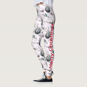 Merry Christmas Silver Ornament Ball Tree Lights Leggings