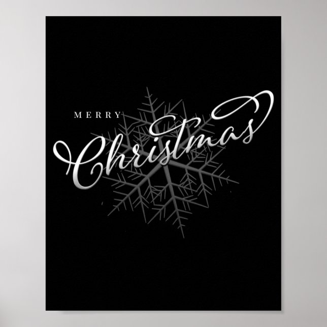 Merry Christmas Silver Snowflake  Poster (Front)