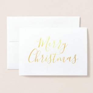 Merry Christmas simple calligraphy Gold Foil Card