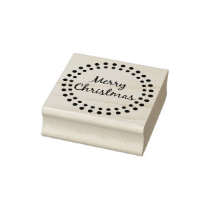 Merry Christmas Simple Circle Dot Border Any Rubber Stamp