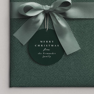 Merry Christmas simple classic dark green gift Favour Tags
