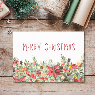 Merry Christmas Simple - Cosy Winter Florals Holiday Card