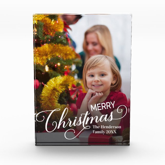 Merry Christmas Simple Custom Photo Block (Front)