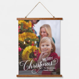 Merry Christmas Simple Custom Photo Hanging Tapestry