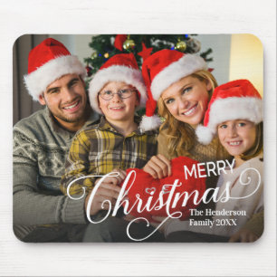 Merry Christmas Simple Custom Photo Mouse Pad