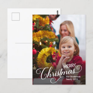 Merry Christmas Simple Custom Photo Postcard