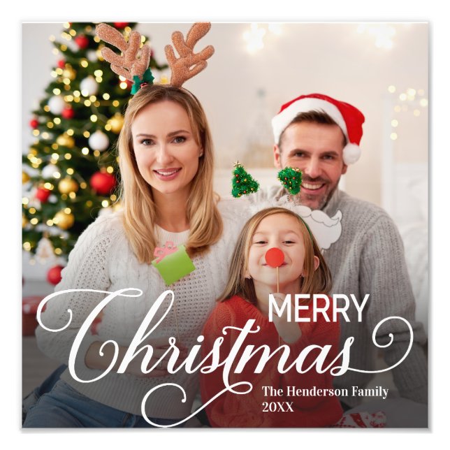 Merry Christmas Simple Custom Photo Print (Front)