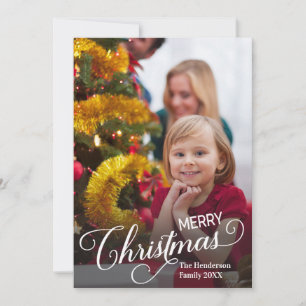 Merry Christmas Simple Custom Photo Thank You Card