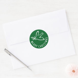MERRY CHRISTMAS Simple Dove CUSTOM Holiday Classic Round Sticker