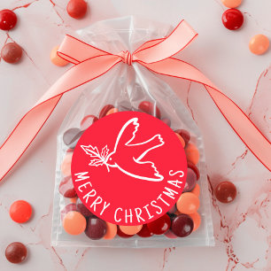 MERRY CHRISTMAS Simple Dove CUSTOM Holiday Classic Round Sticker