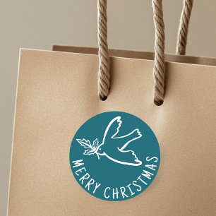 MERRY CHRISTMAS Simple Dove CUSTOM Holiday Classic Round Sticker
