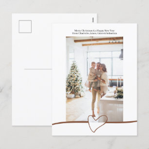 Merry Christmas Simple Elegant Heart Personalised Holiday Postcard