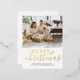 Merry Christmas Simple Elegant Personalised Foil Holiday Postcard
