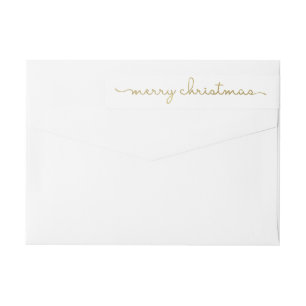 Merry Christmas Simple Gold Hand Lettered Wrap Around Label