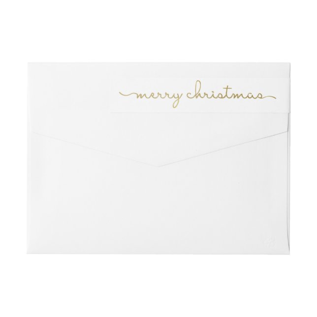 Merry Christmas Simple Gold Hand Lettered Wrap Around Label (Back)