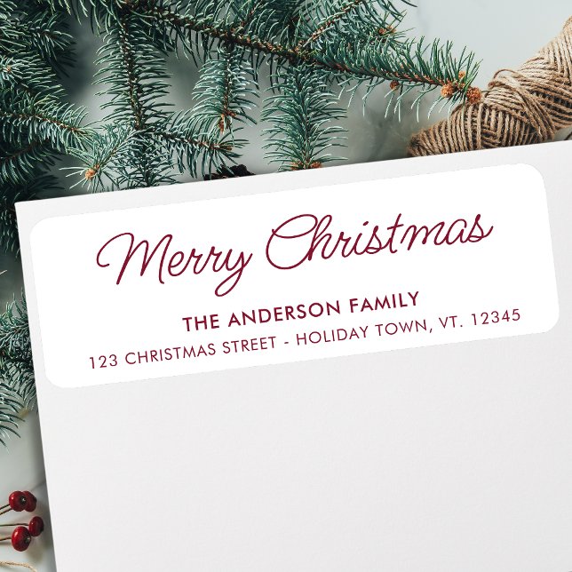 Merry Christmas Simple Holiday Return Address  Return Address Label (Creator Uploaded)