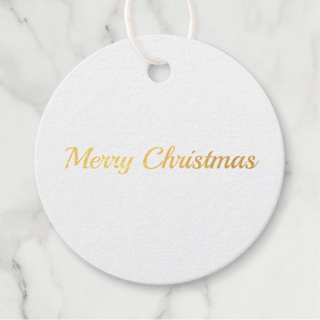 merry christmas simple minimal circle foilgift tag (Front)