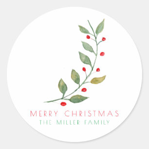 Merry Christmas simple minimal Classic Round Sticker