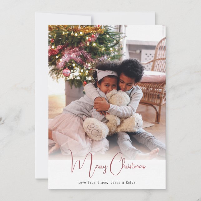 Merry Christmas Simple Modern Photo Card (Front)
