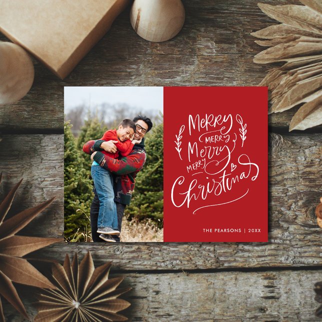 Merry Christmas Simple Modern Photo Holiday Postcard (Merry Christmas Simple Modern Photo Holiday Postcard)