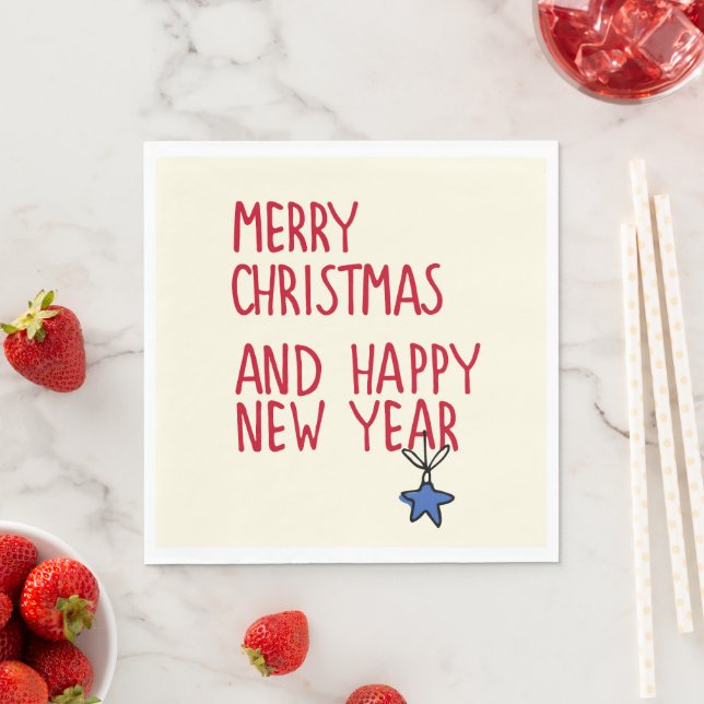 Merry Christmas Simple Modern Typography Napkin (Insitu)