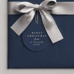 Merry Christmas simple navy blue personalised gift Favour Tags<br><div class="desc">Designed to coordinate with the Lea Delaveris Design holiday herringbone collection, this navy blue personalised Merry Christmas gift tag is the perfect touch for all your Christmas gifts. The classic and sophisticated navy background is versatile and coordinates with a variety of wrapping paper designs (though this matches perfectly with the...</div>