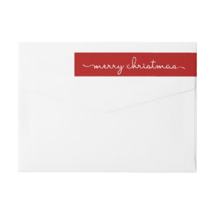 Merry Christmas Simple Red Hand Lettered Wrap Wrap Around Label