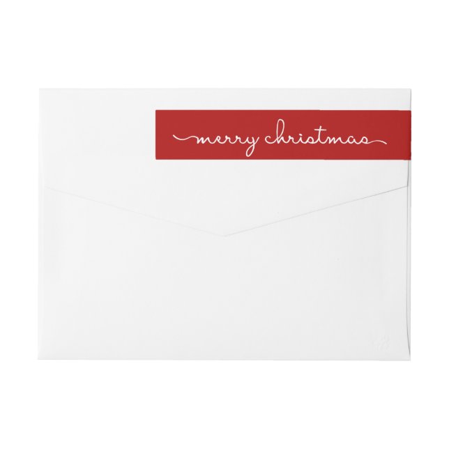 Merry Christmas Simple Red Hand Lettered Wrap Wrap Around Label (Back)