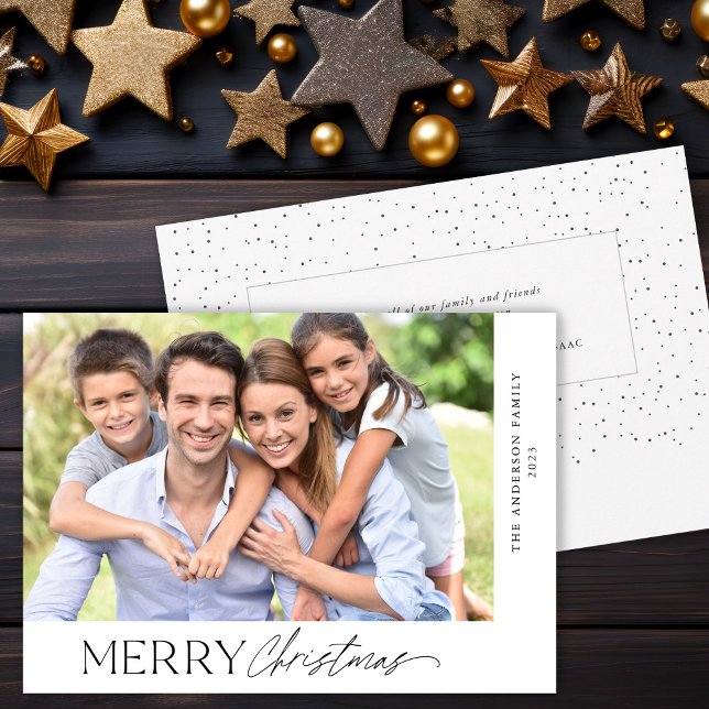 Merry Christmas Simple Script Photo Holiday Card (Creator Uploaded)