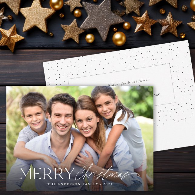 Merry Christmas Simple Script Photo Holiday Card (Creator Uploaded)