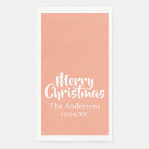 Merry Christmas Simple Stylish Modern Minimal Mono Napkin