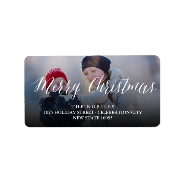 Merry Christmas Simple White Script Return Address Label (Front)