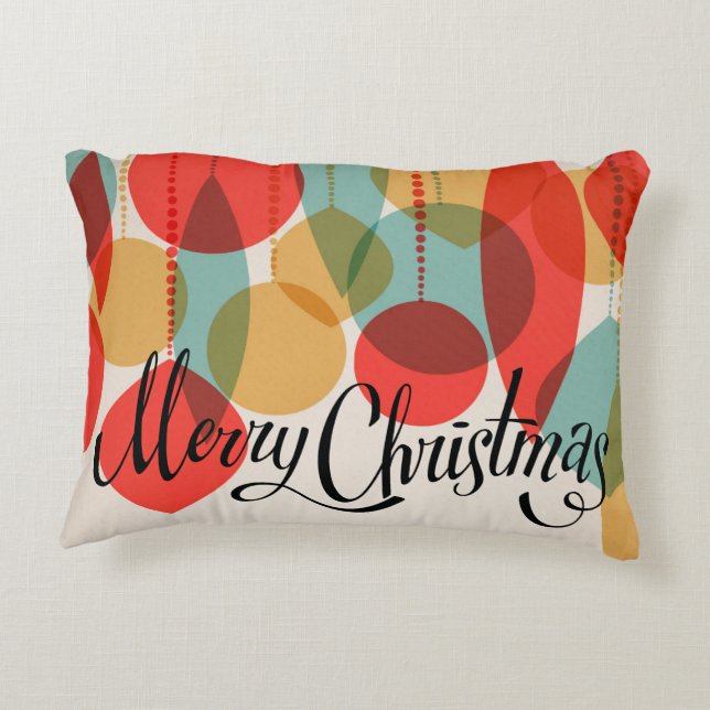 Merry Christmas simplified retro ornaments Decorative Cushion (Back)