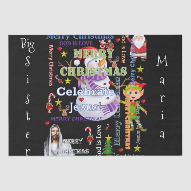 Merry Christmas SisterTissue Paper Jesus Santa (Front)