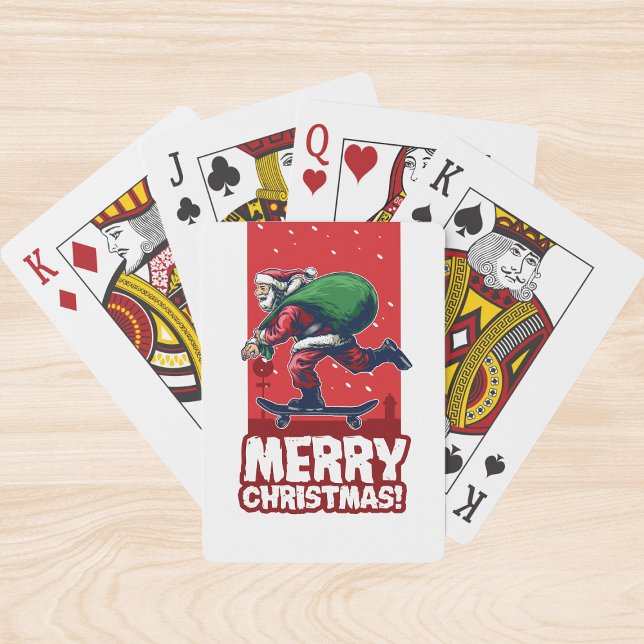 Merry Christmas Skateboarding Santa | Holidays Playing Cards (Creator Uploaded)