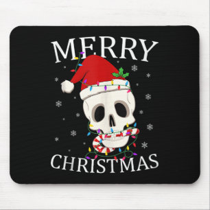 Merry Christmas Skeleton Skull Xmas Lights Men Wom Mouse Pad