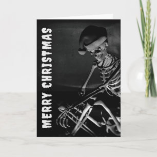 Merry Christmas. Skeleton with Santa hat Card